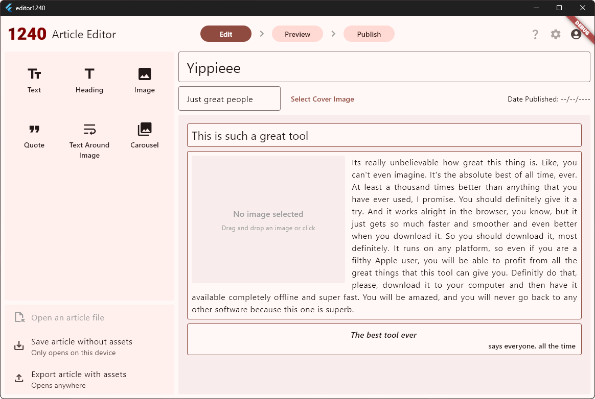 Screenshot from the editor
